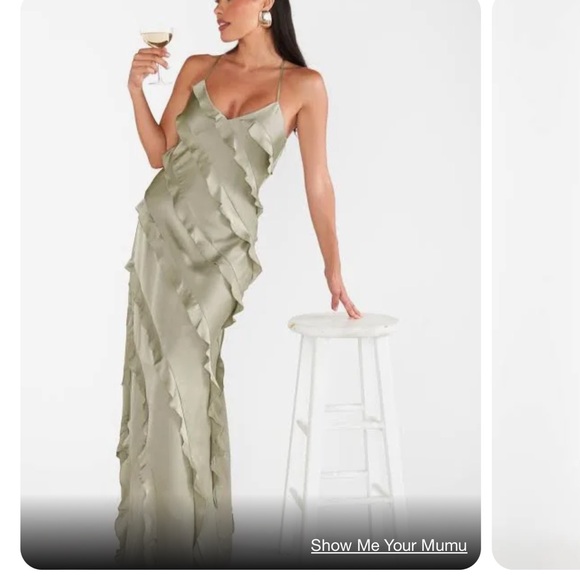 ShowMe Your Mumu Moss green ruffle dress.Got dry cleaned and is in fab condition - Picture 3 of 13